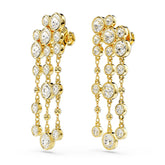 Imber drop earrings, Round cut, Chandelier, White, Gold-tone plated